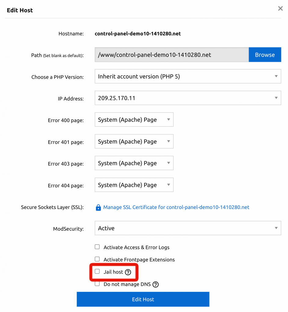 Jail Host Edit Host